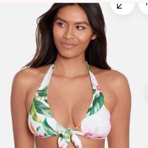 Lauren Ralph Lauren Floral Bikini Top - Pink and Green